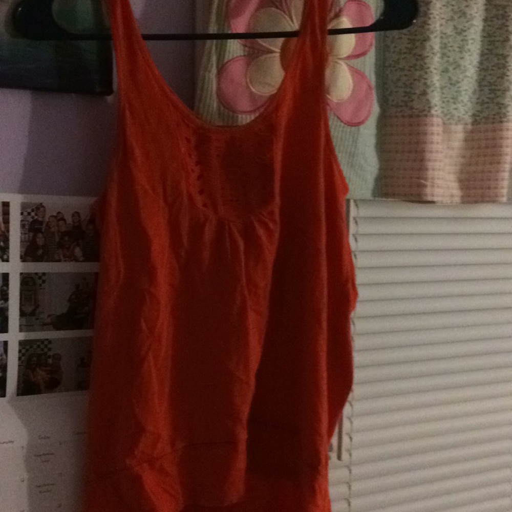Soft red embroidered tank top